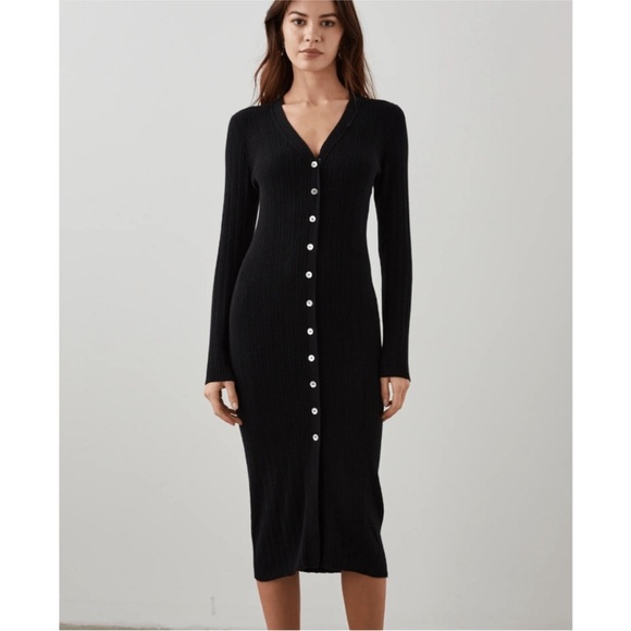 Rails Lorraine Button Front Ribbed Midi Dress - Picture 2 of 10